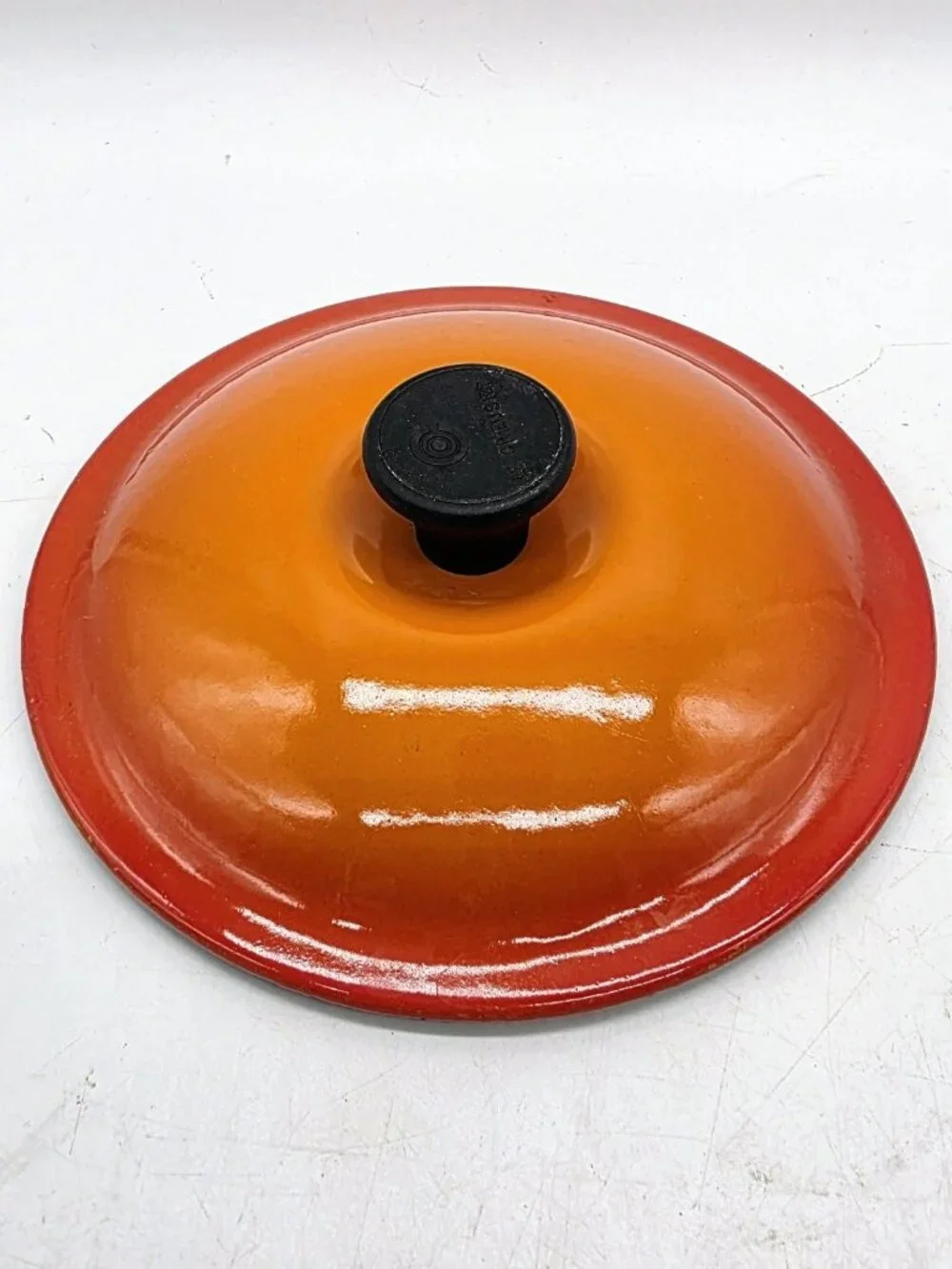Le Creuset #16 lid for Pan Pot Flame Orange Cast Iron Enamel Vintage France
